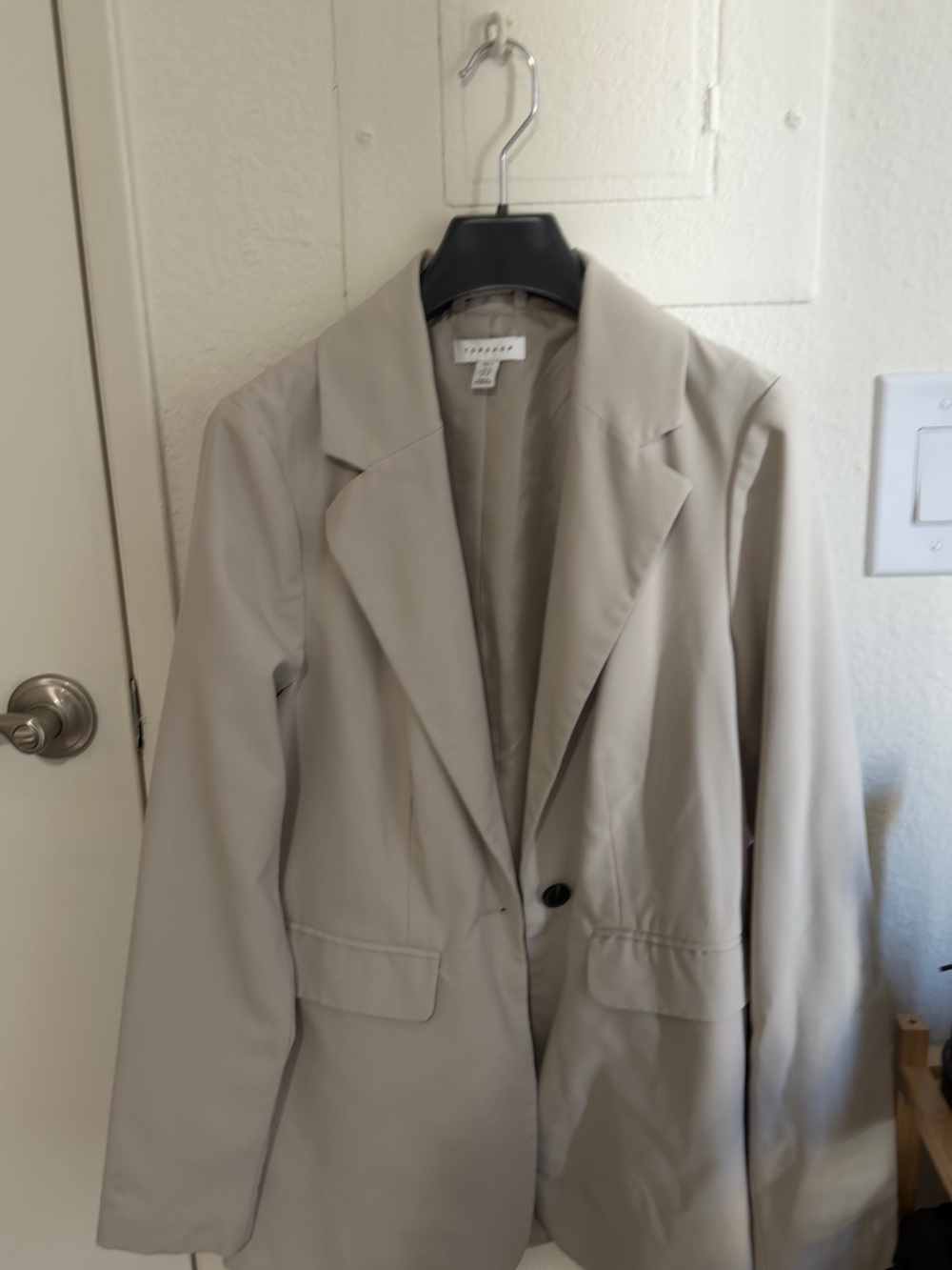 Topshop Women's Beige Single-Button Blazer